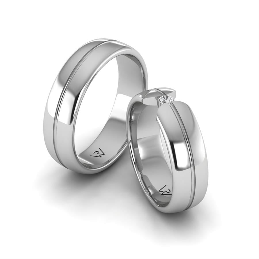 Alliances en Argent Rhodié couple universe Lyra