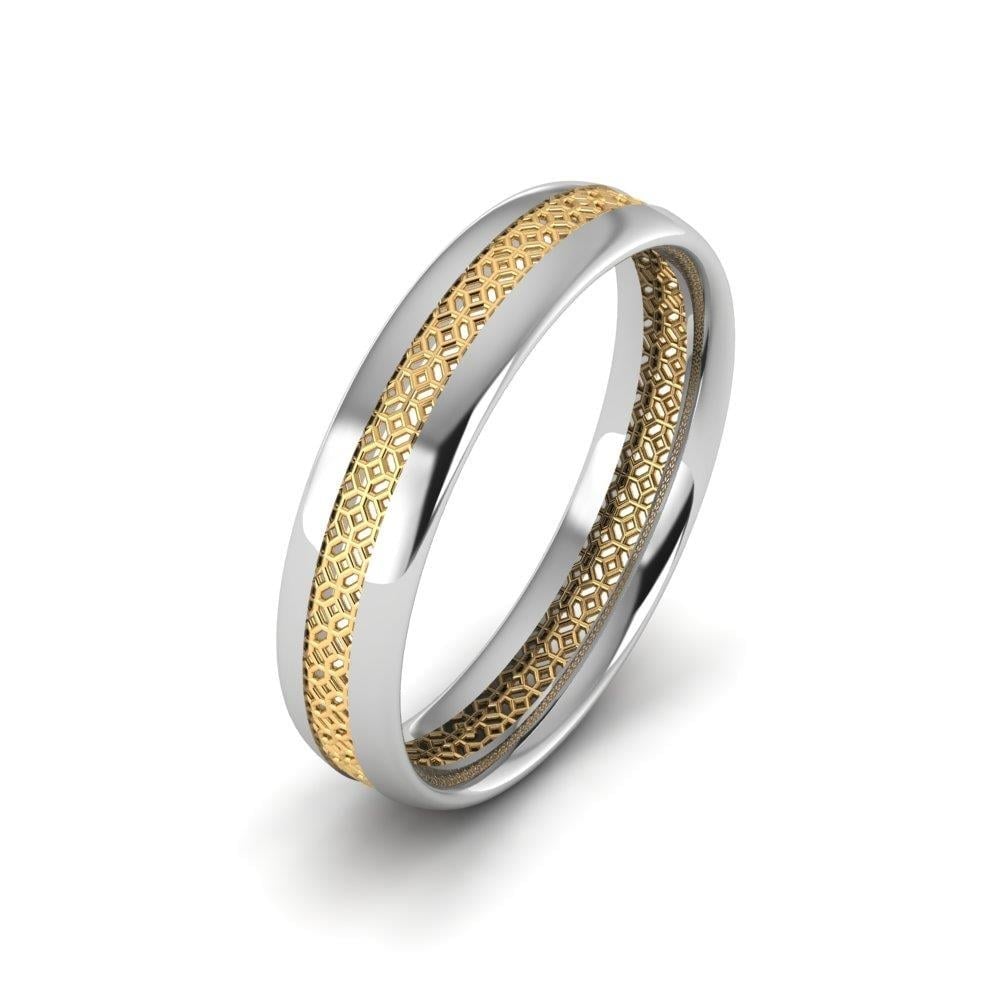 Alliances modernes homme Heartweld Or Blanc et Jaune