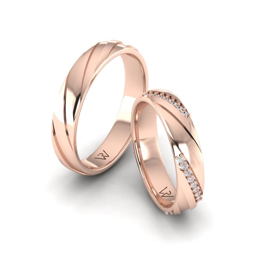 Modern Saf Akıllı Rose Altın Alyans