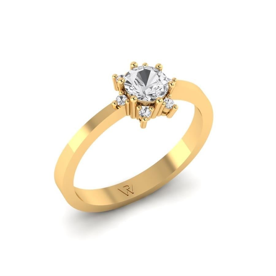 Bagues Floréa Argent Plaqué Or Jaune Diamant 0.65 ct
