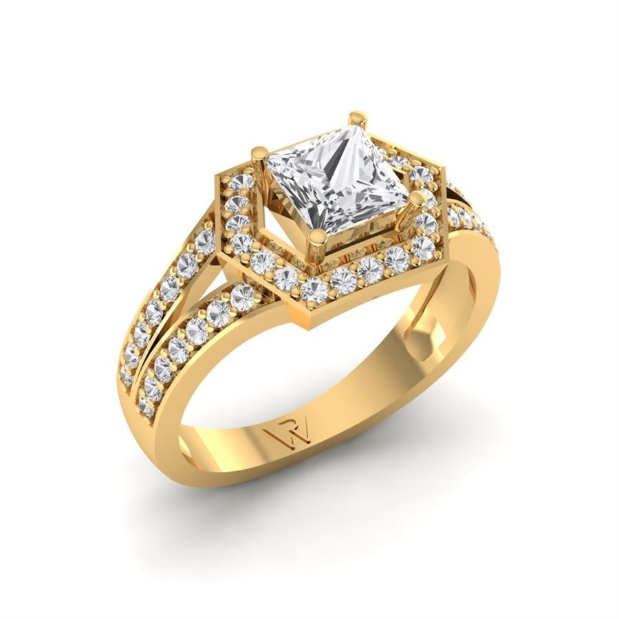 İmparatorluk Yüzüki Sarı Altın Zirkon 1.3 Ct