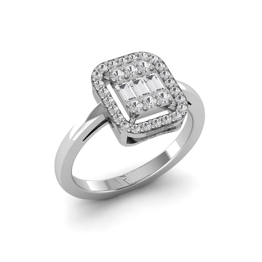 Prenses Yüzük Beyaz Altın Pırlanta 0,5 Ct