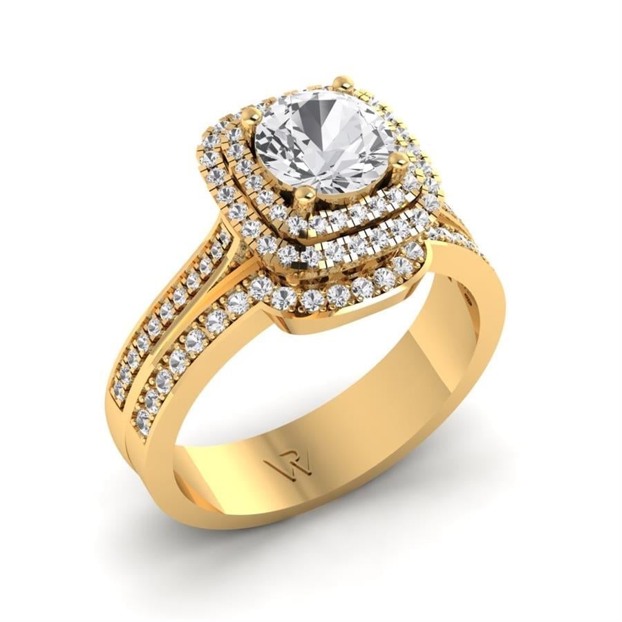 Bagues Splendeur Argent Plaqué Or Jaune Diamant 1.5 ct