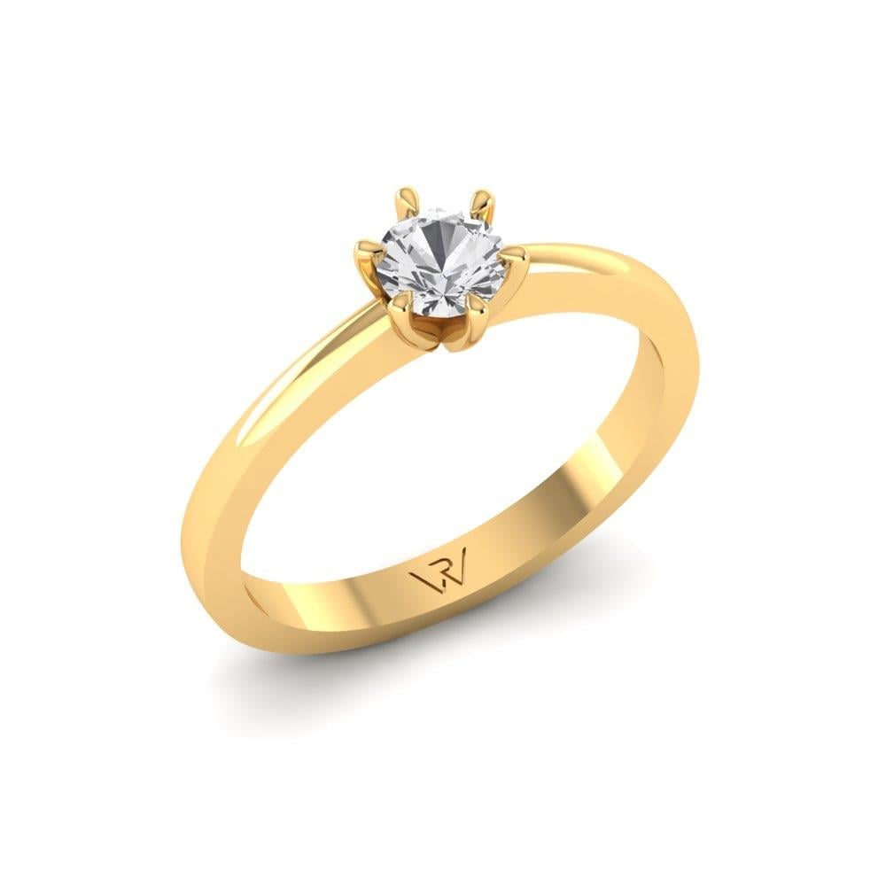 Güzel Sarı Altın Pırlanta Evlilik Teklifi Yüzüğü 0.3 Ct