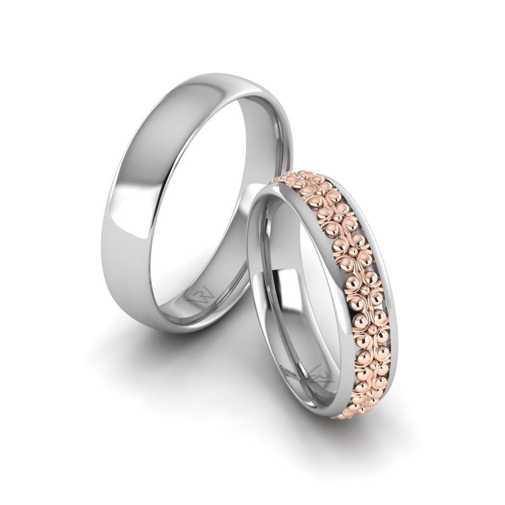 Cherishloom Beyaz Ve Rose Altın Modern Alyans