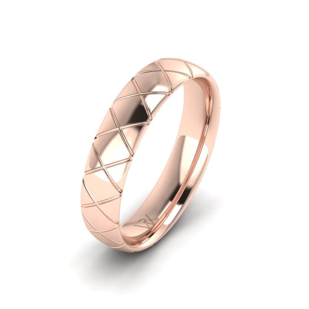 Devotionluxe Rose Altın Modern Erkek Alyans