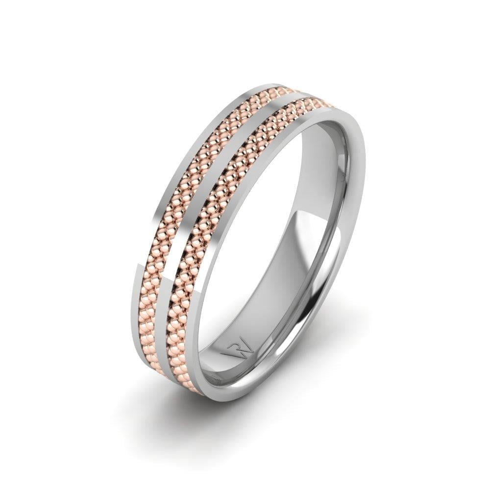 Dreamance Modern Erkek Alyans Beyaz Ve Rose Altın