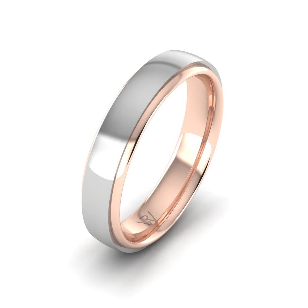 Klasik Erkek Alyans Eleganceserene Rose Altın Ve Beyaz