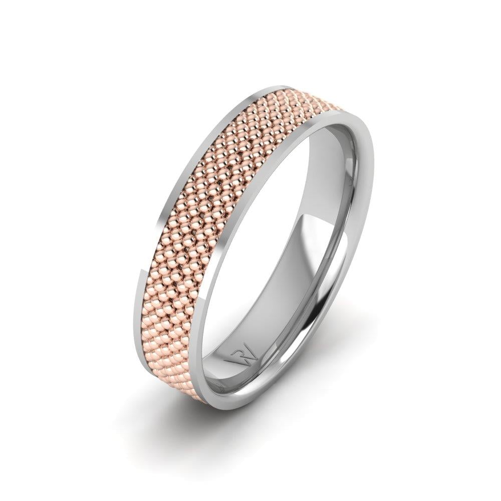 Modern Erkek Alyans Eleganta Beyaz Ve Rose Altın