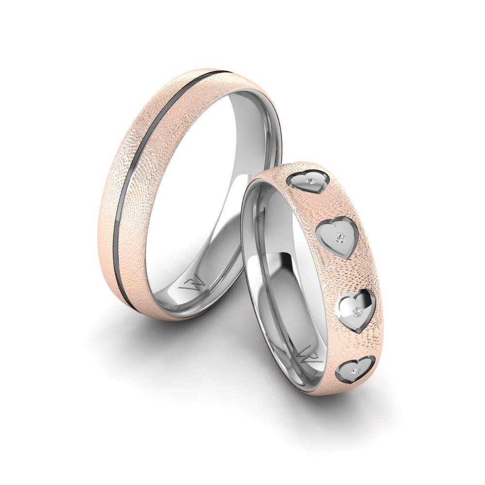 Foreverrings Taşlı Rose Ve Beyaz Altın Alyans Zirkon