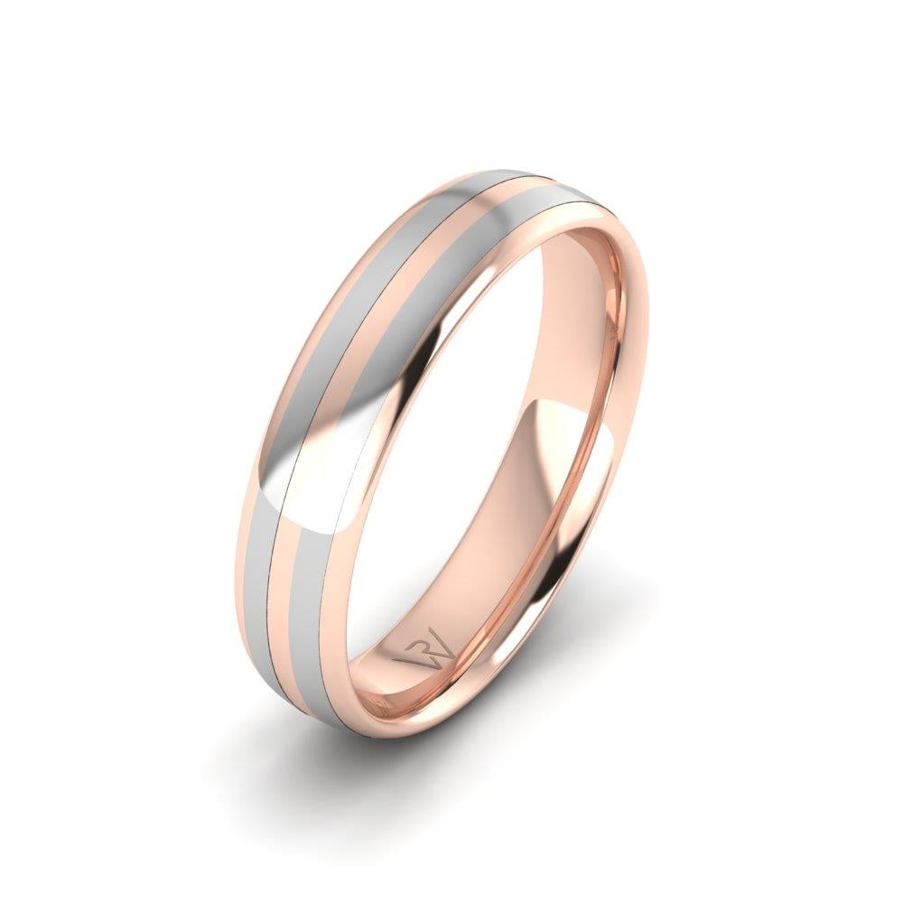 Lovelit Modern Erkek Alyans Rose Ve Beyaz Altın