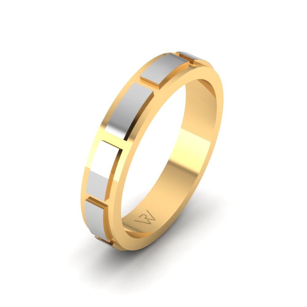 Lovewhisper Modern Erkek Alyans Sarı Ve Beyaz Altın