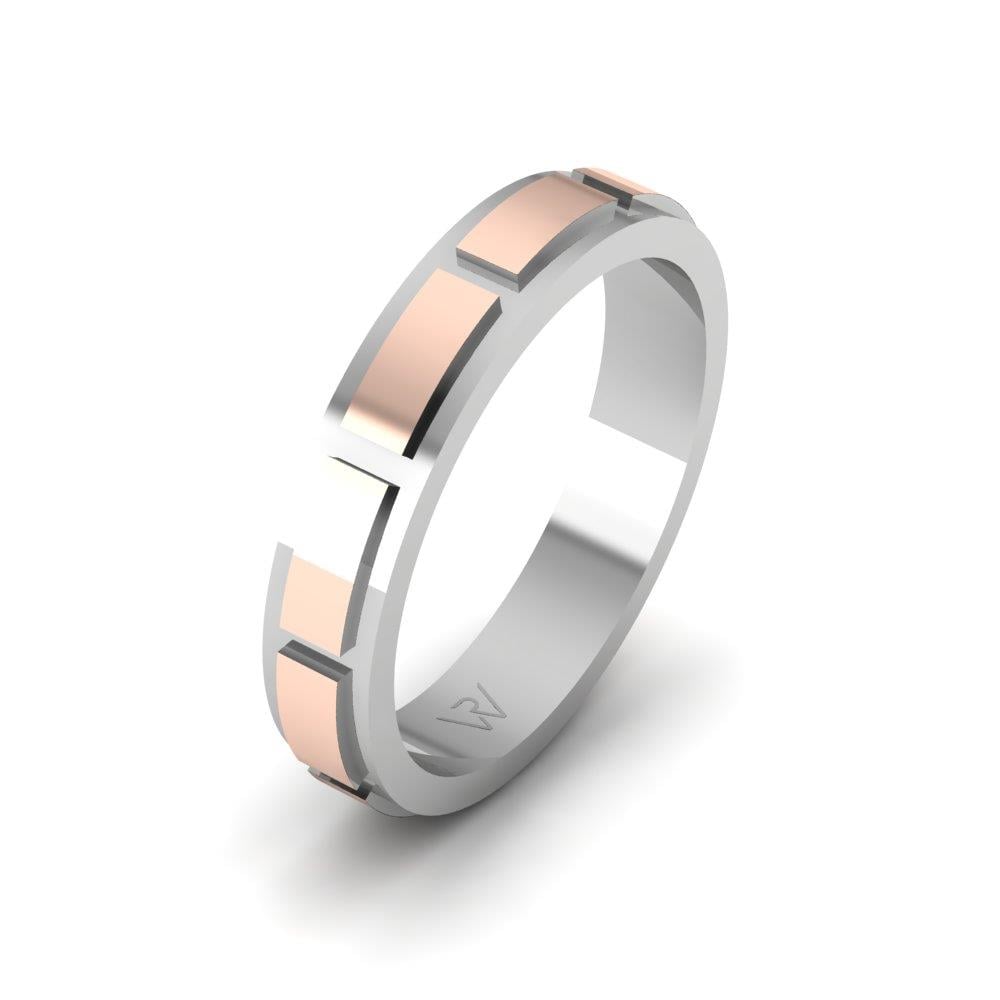 Lovewhisper Modern Erkek Alyans Beyaz Ve Rose Altın