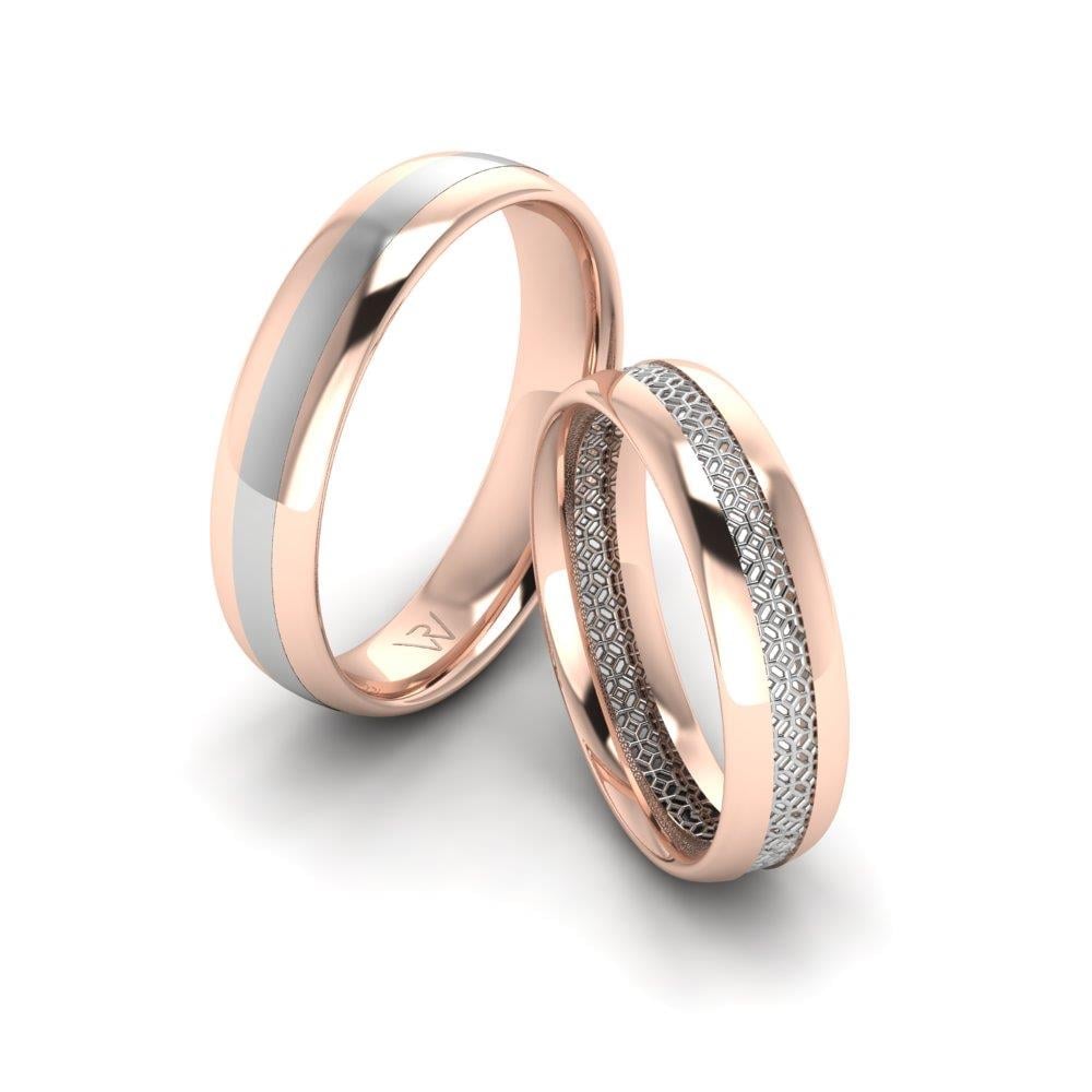 Promise Modern Rose Altın Ve Beyaz Alyans