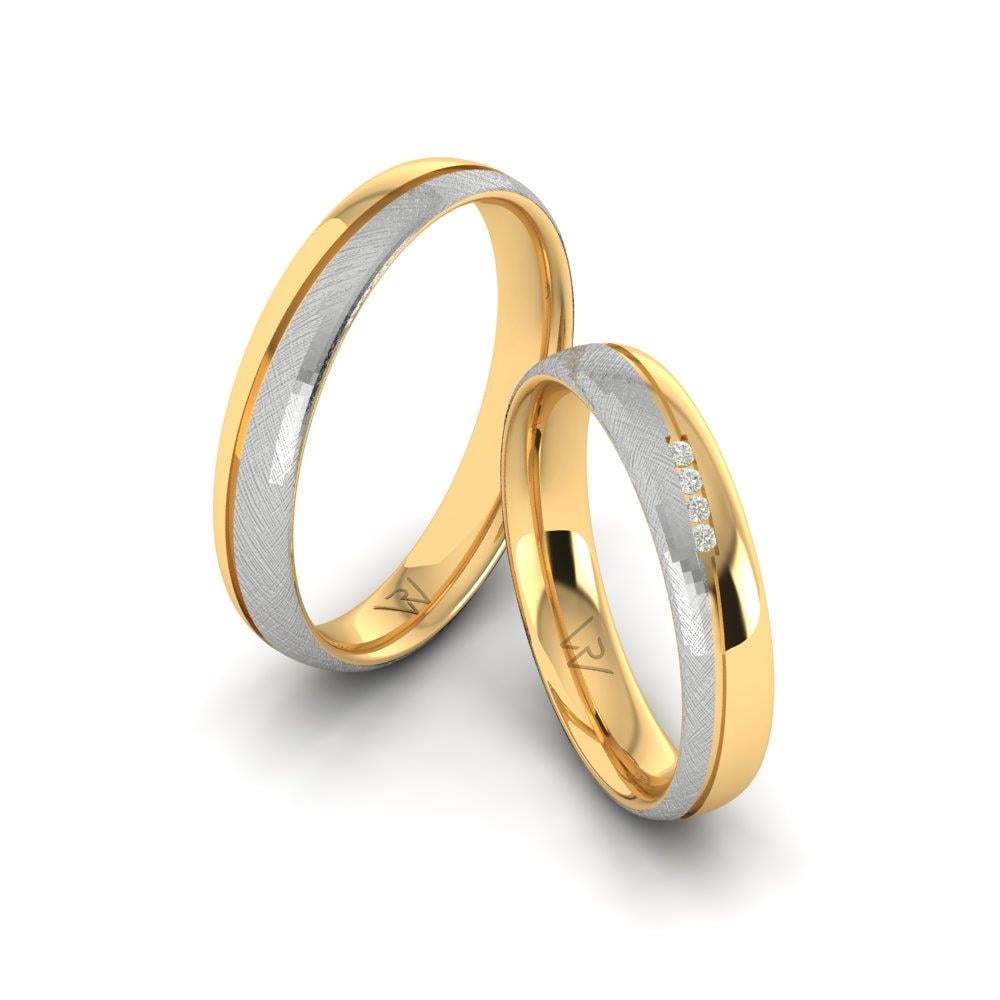 Promisecharm Beyaz Ve Sarı Altın Taşlı Alyans Zirkon
