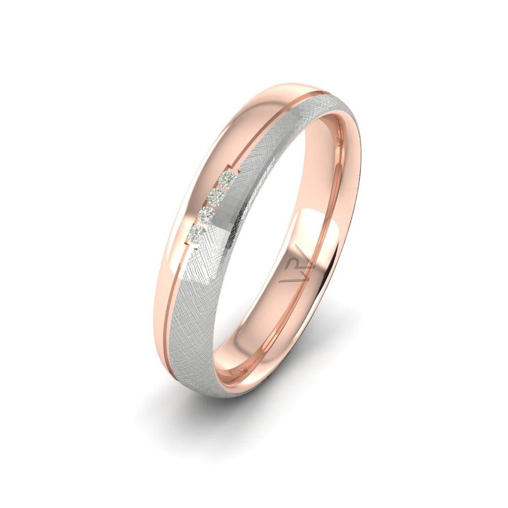 Promisecharm Beyaz Ve Rose Altın Taşlı Kadın Alyans Zirkon