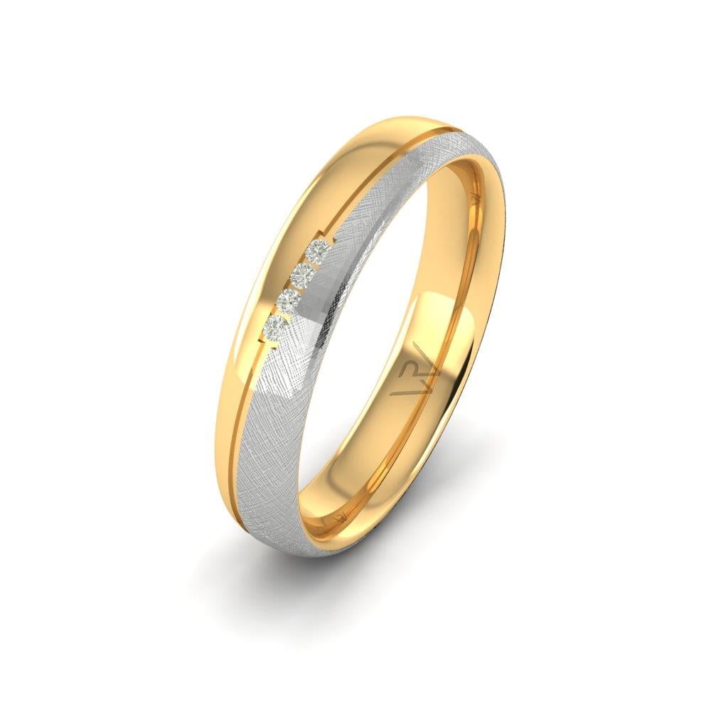 Promisecharm Beyaz Ve Sarı Altın Zirkon Taşlı Kadın Alyans