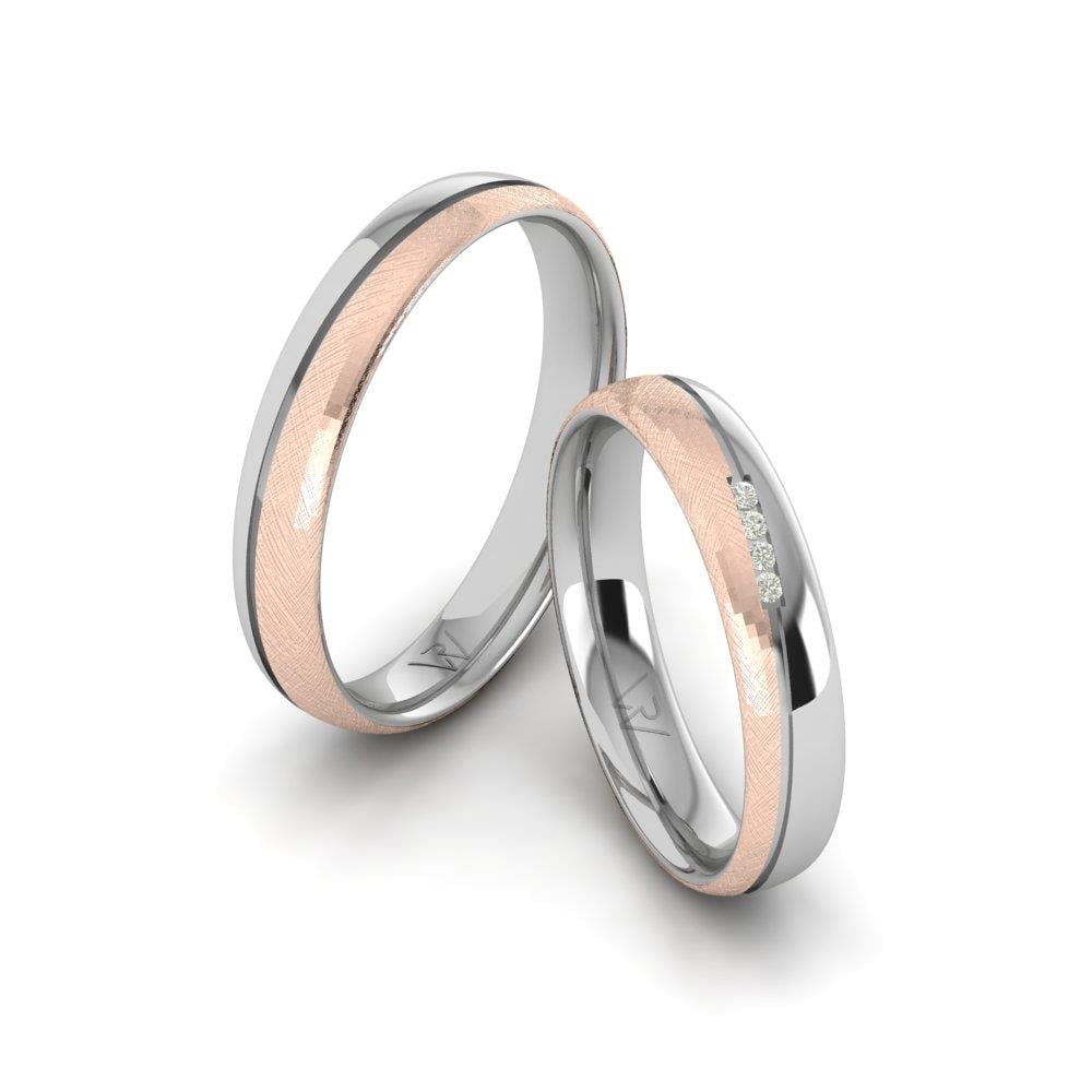 Promisecharm Beyaz Ve Rose Altın Taşlı Alyans Zirkon