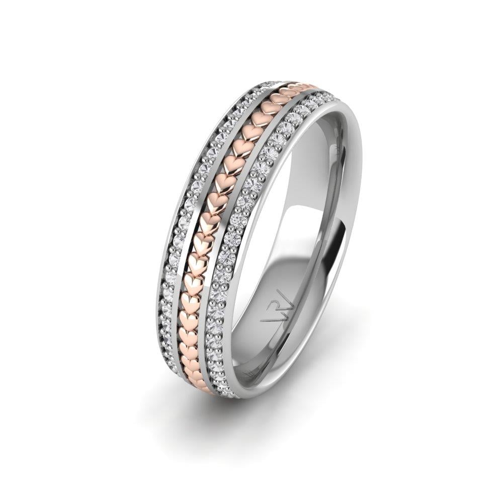 Serenityloop Beyaz Ve Rose Altın Taşlı Kadın Alyans, Zirkon