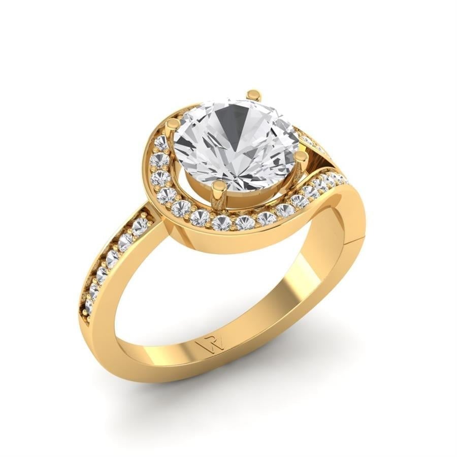 Solitaires Aéloria Argent Plaqué Or Jaune Diamant 2.35 ct
