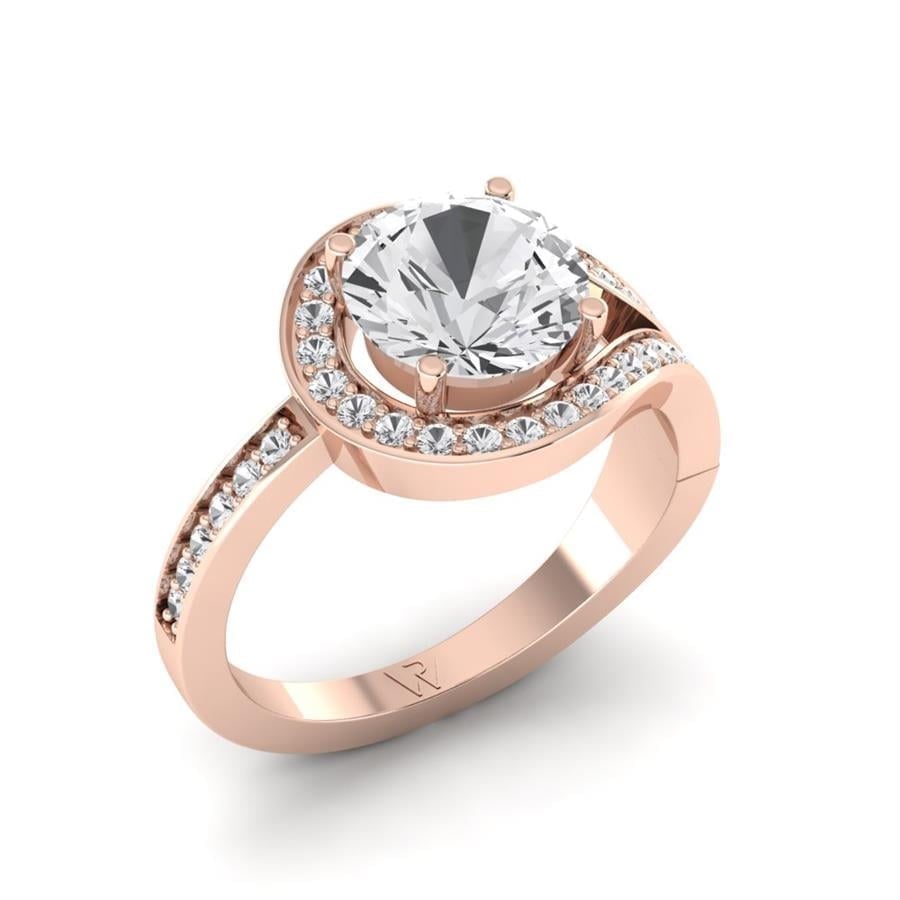 Solitaires Aéloria Argent Plaqué Or Rose Diamant 2.35 ct