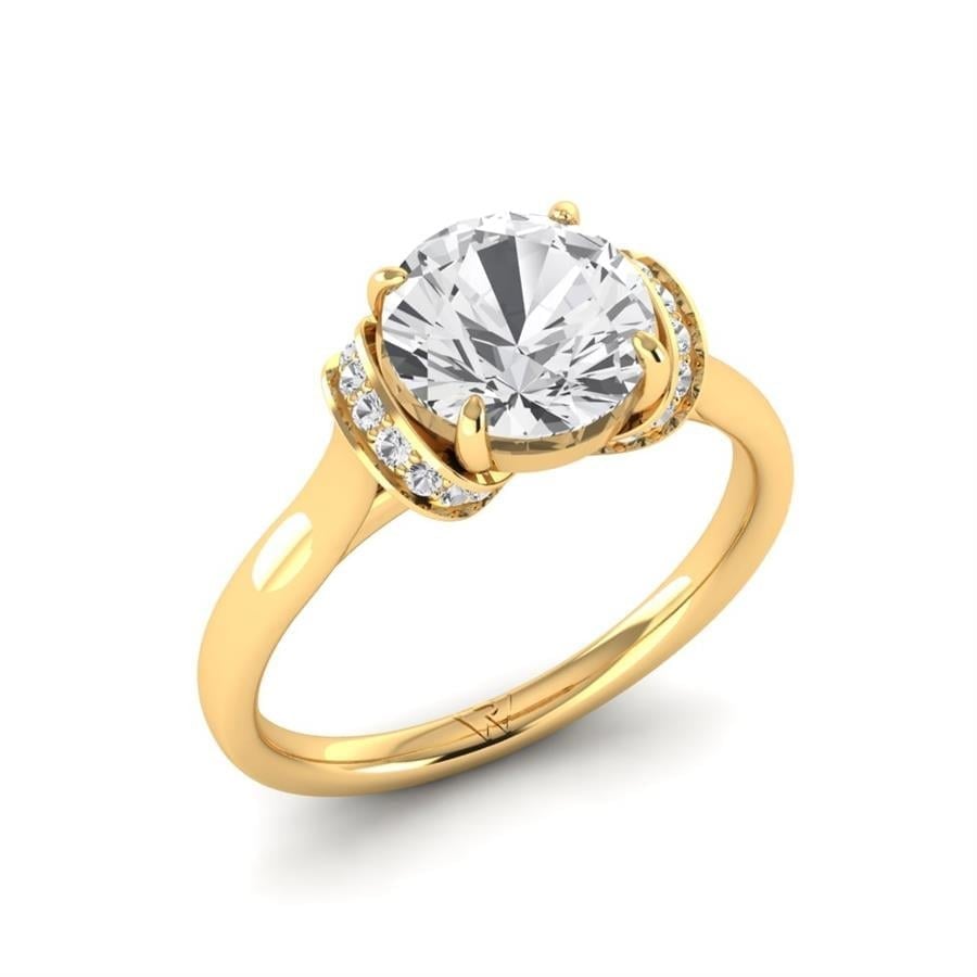 Solitaires Auralis Argent Plaqué Or Jaune Diamant 2.25 ct