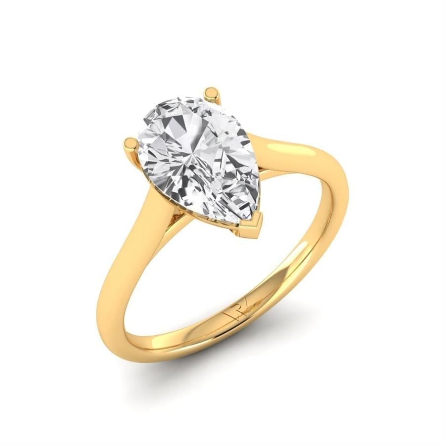 Solitaires Aurenne Argent Plaqué Or Jaune Oxyde de zirconium 2 ct