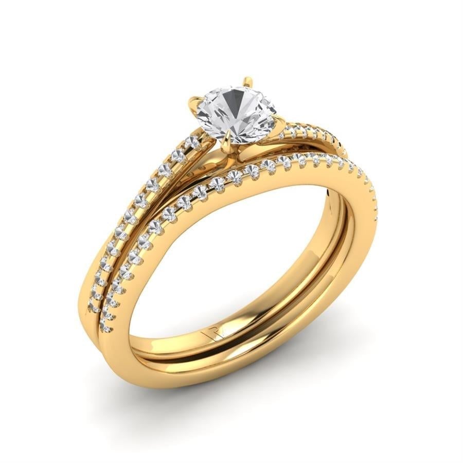 Solitaires Bijou Argent Plaqué Or Jaune Diamant 0.80 ct
