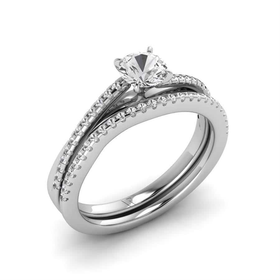 Solitaires Bijou Argent Rhodié Blanc Diamant 0.80 ct