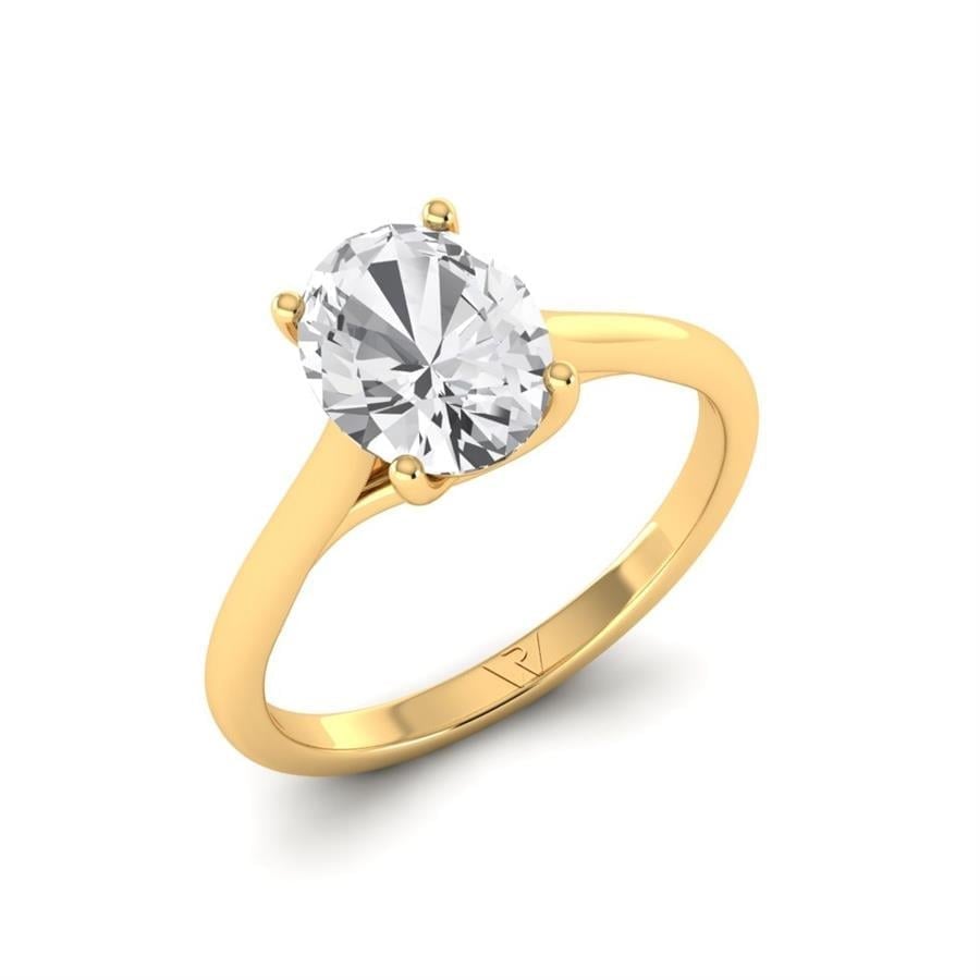 Solitaires Dralina Argent Plaqué Or Jaune Diamant 1.5 ct