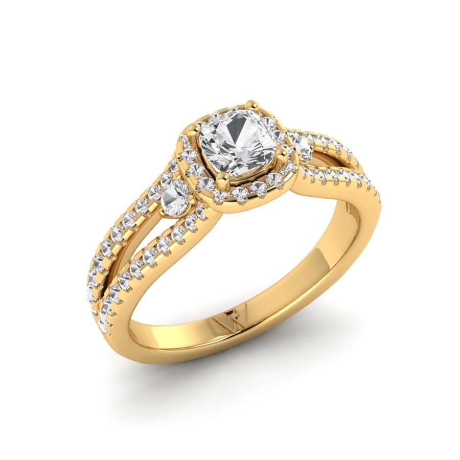 Solitaires Dune Argent Plaqué Or Jaune Oxyde de zirconium 1 ct
