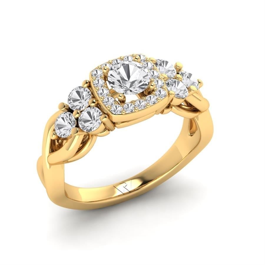 Solitaires Enigme Argent Plaqué Or Jaune Diamant 1.1 ct