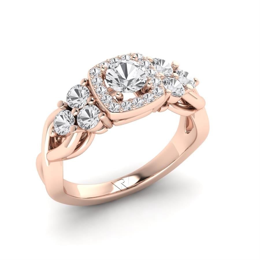 Solitaires Enigme Argent Plaqué Or Rose Diamant 1.1 ct