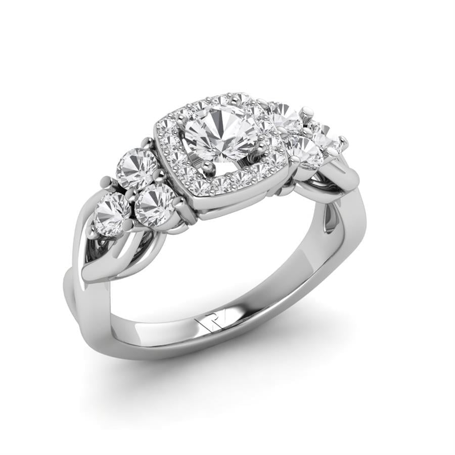 Solitaires Enigme Argent Rhodié Blanc Diamant 1.1 ct