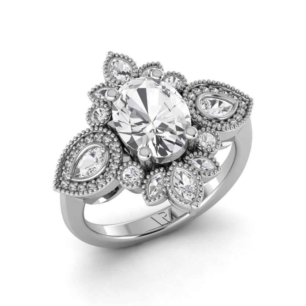 Solitaires Francine Argent Rhodié Blanc Diamant 2 ct
