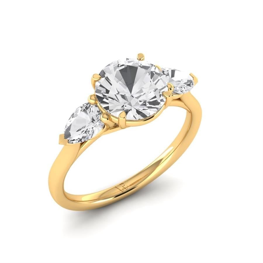 Solitaires Halo Argent Plaqué Or Jaune Diamant 2.7 ct