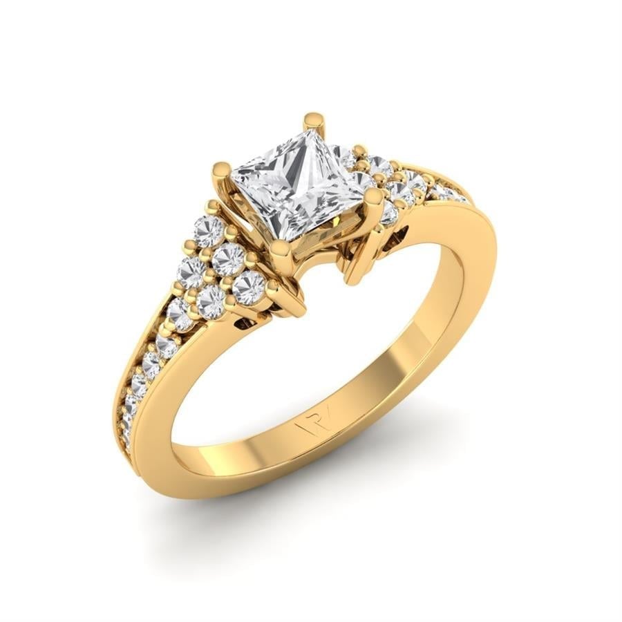 Solitaires Lys Argent Plaqué Or Jaune Diamant 1 ct