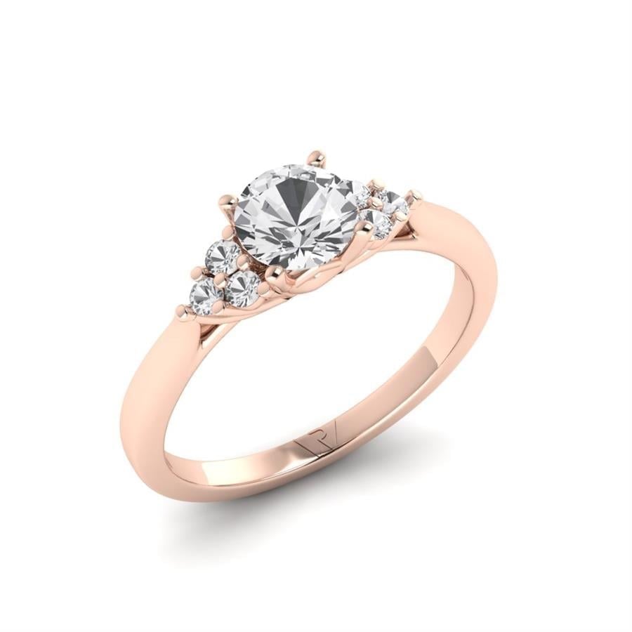 Solitaires Nacrée Argent Plaqué Or Rose Diamant 0.8 ct