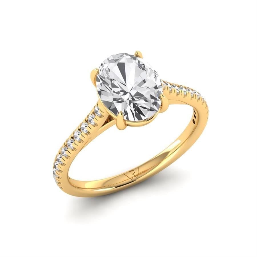 Solitaires Ovale Or Jaune Oxyde de zirconium 1.85 ct