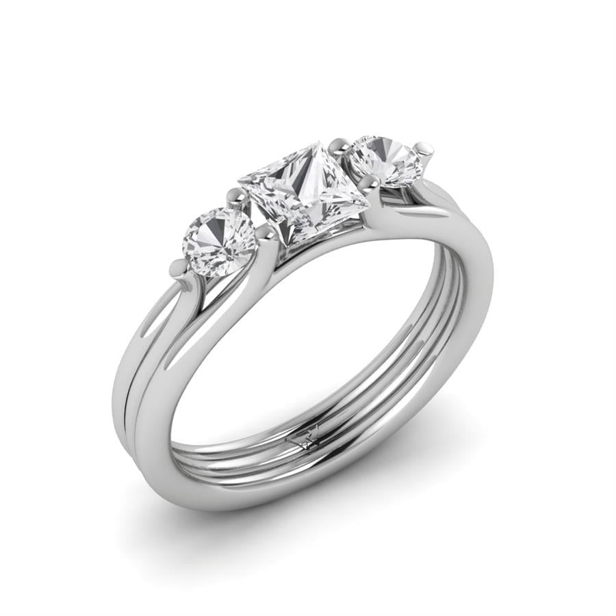 Solitaires Poésie Argent Rhodié Blanc Oxyde de zirconium 0.95 ct