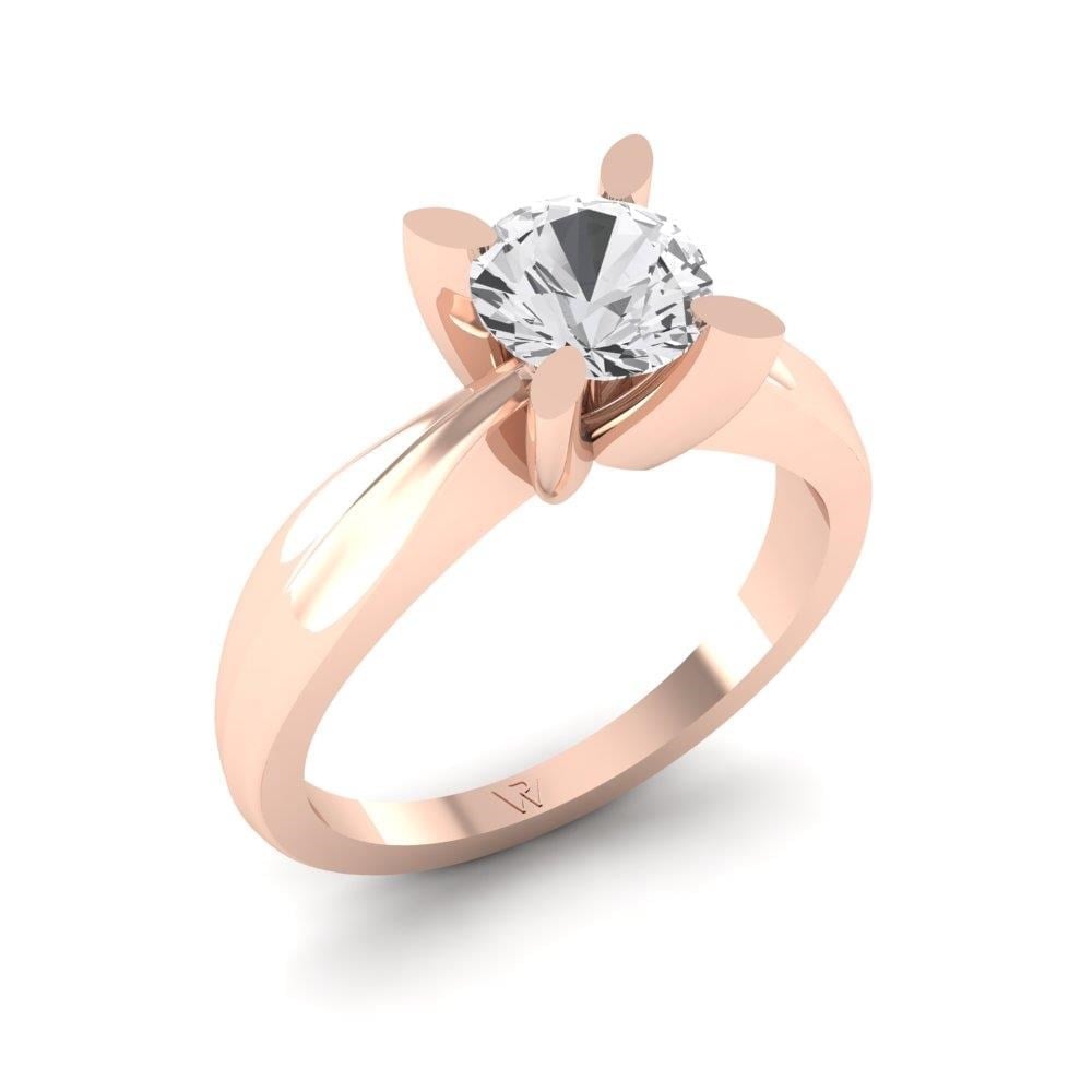 Solitaires Pétale Argent Plaqué Or Rose Oxyde de zirconium 1 ct