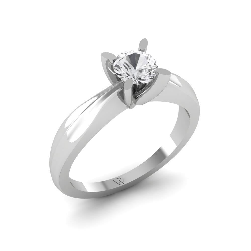 Solitaires Pétale Argent Rhodié Blanc Diamant 0.50 ct