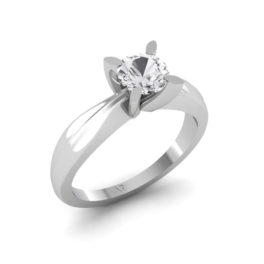 Solitaires Pétale Argent Rhodié Blanc Diamant 0.70 ct