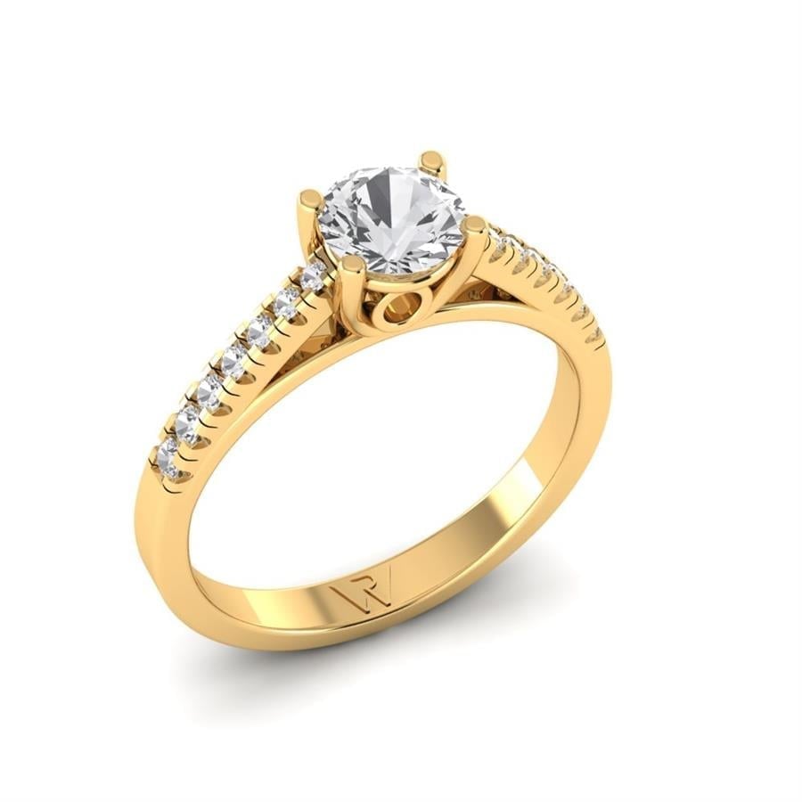 Solitaires Épure Argent Plaqué Or Jaune Diamant 0.85 ct