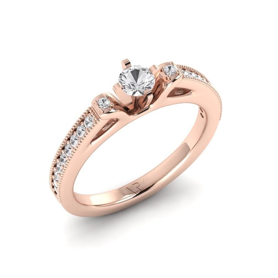 Solitaires Ravive Argent Plaqué Or Rose Diamant 0.40 ct