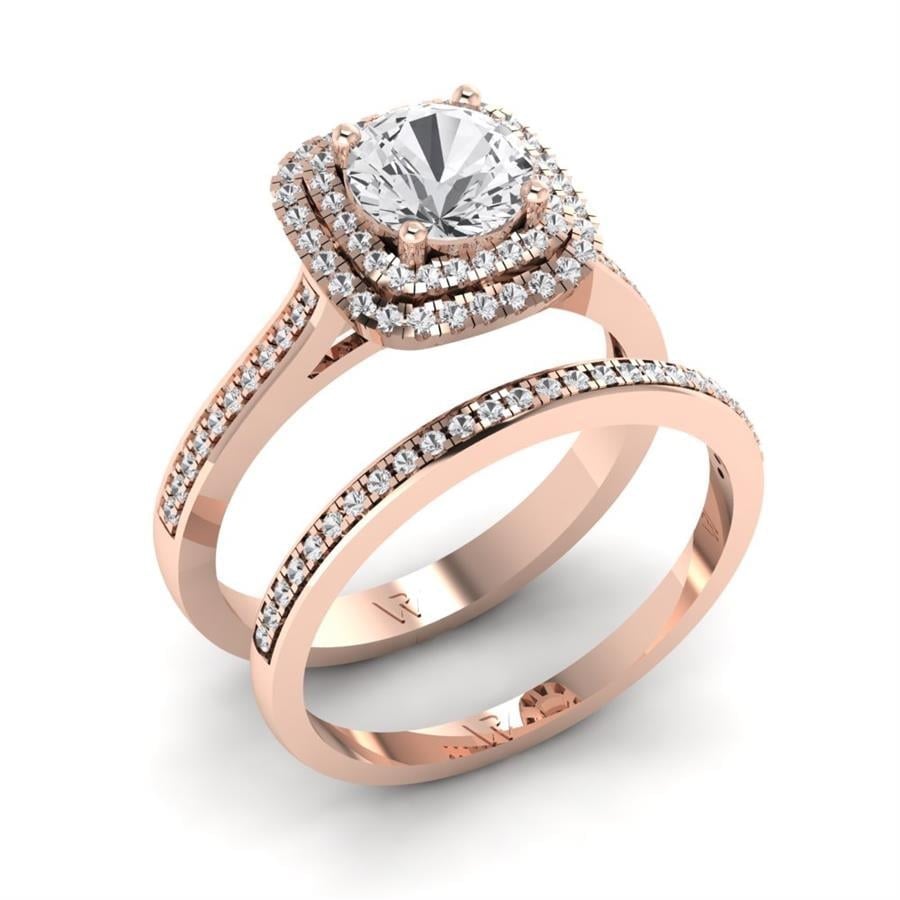 Solitaires Rayonne Argent Plaqué Or Rose Diamant 1.27 ct
