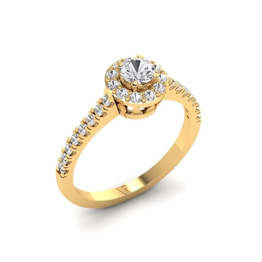 Solitaires Roseline Argent Plaqué Or Jaune Diamant 0.55 ct