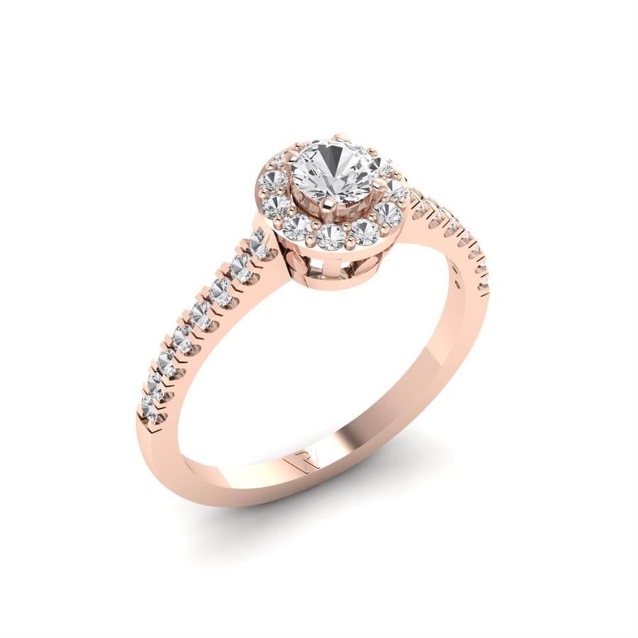 Solitaires Roseline Argent Plaqué Or Rose Diamant 0.55 ct