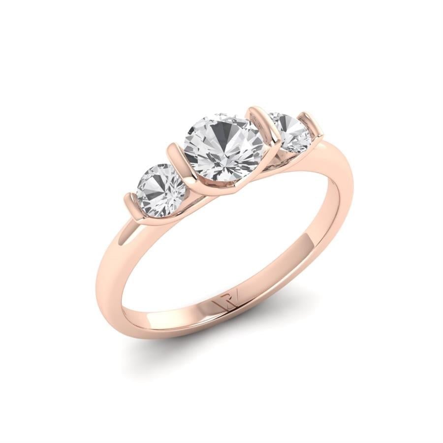 Solitaires Trio Or Rose Oxyde de zirconium 0.9 ct