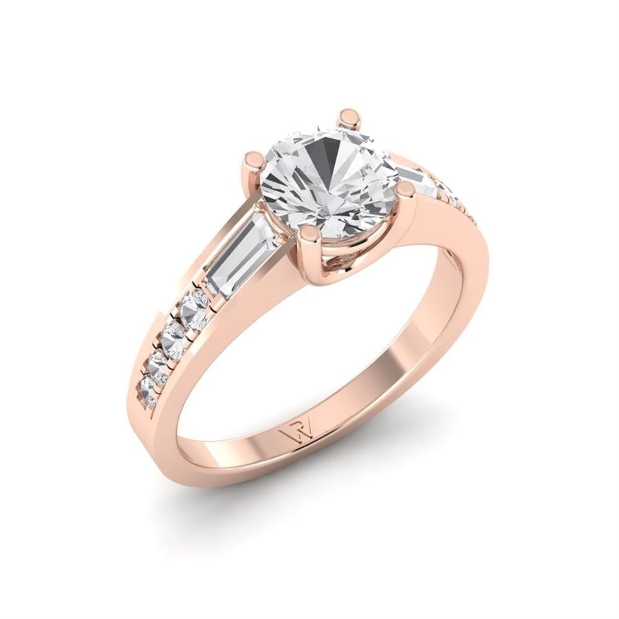 Solitaires Volonté Argent Plaqué Or Rose Oxyde de zirconium 1.2 ct